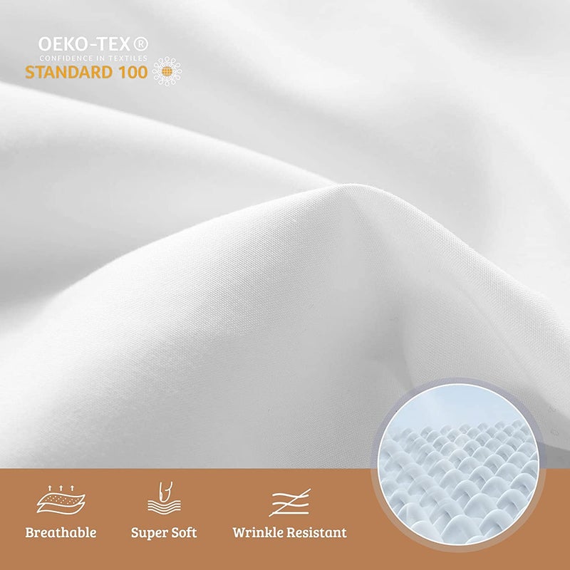 YIYEA Pillow Cases Standard Size Set of 4  Ultra Soft 1800TC Hotel Quality Double Brushed Microfiber Embroidered Pillowcases  Envelope Closure  Fade Resistant (20""x26""  White) - Image 3